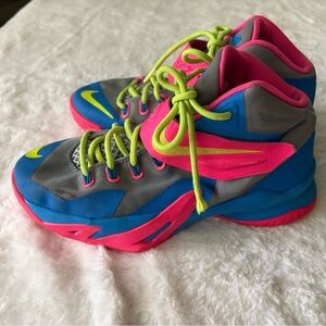 Nike Kids Sneakers - Gray, Pink, Blue, Neon Yellow